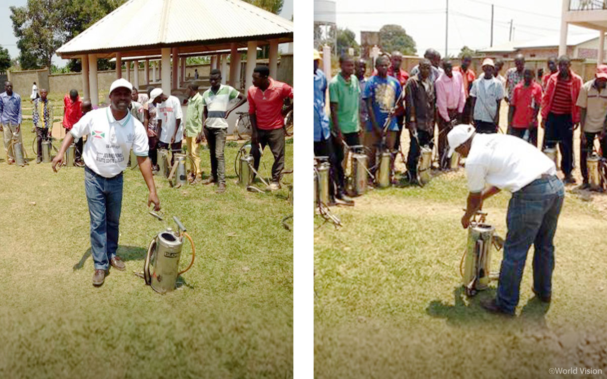 마을마다 살충제 분사 자원봉사자를 모집한 후, 안전하고 효과적인 살충제 사용방법을 교육했어요