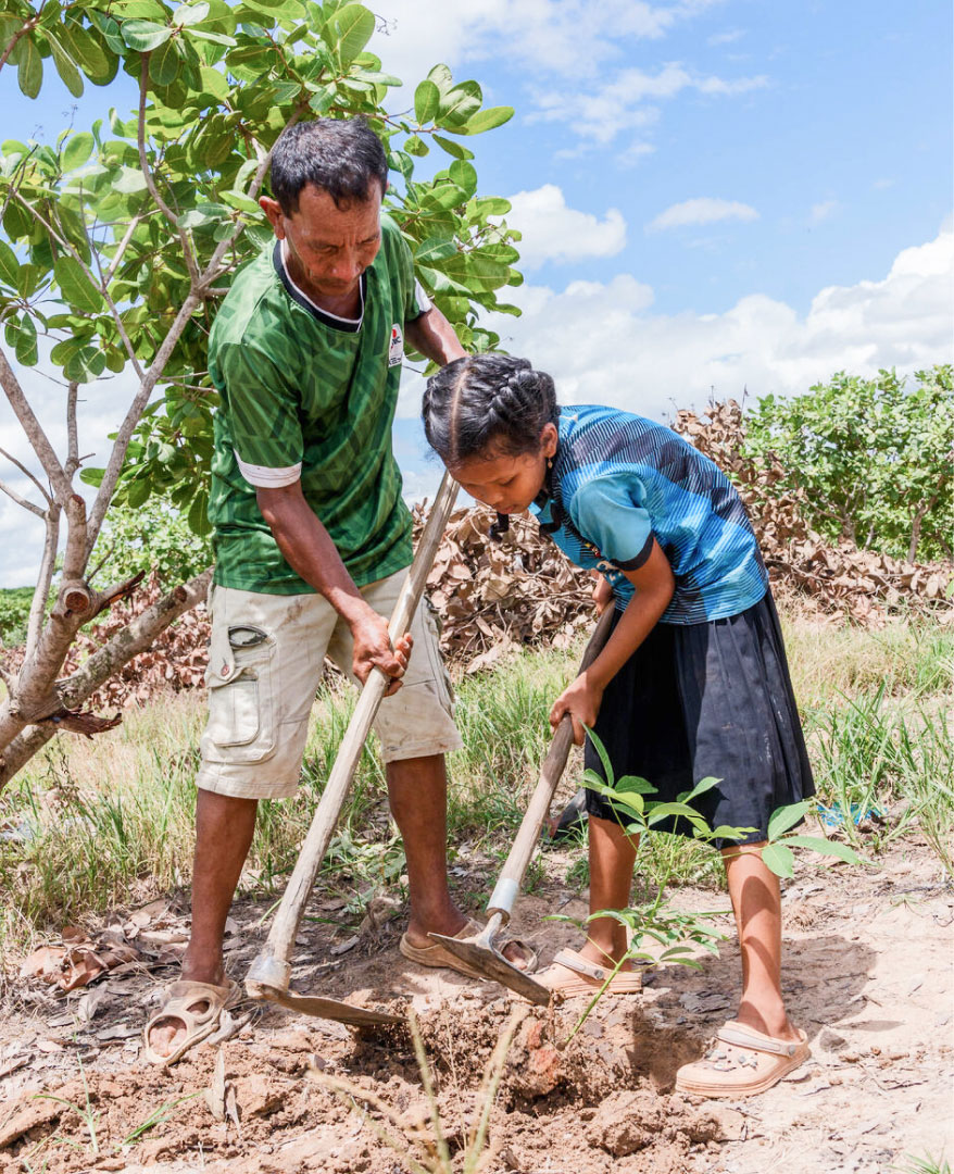 나무를 심는 가족
