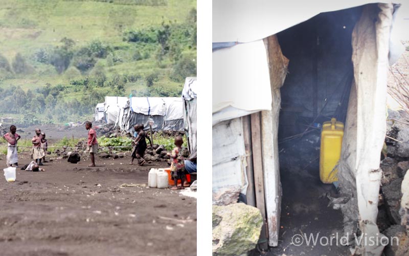 작년 방문 했던 콩고민주공화국 난민촌 사진을 다시 보니, 정말 연기가 자욱하다.