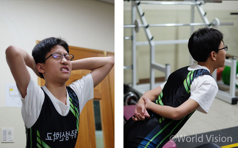 고된 훈련이 힘들지만 승훈이는 연습을 절대 빼먹는 법이 없다.