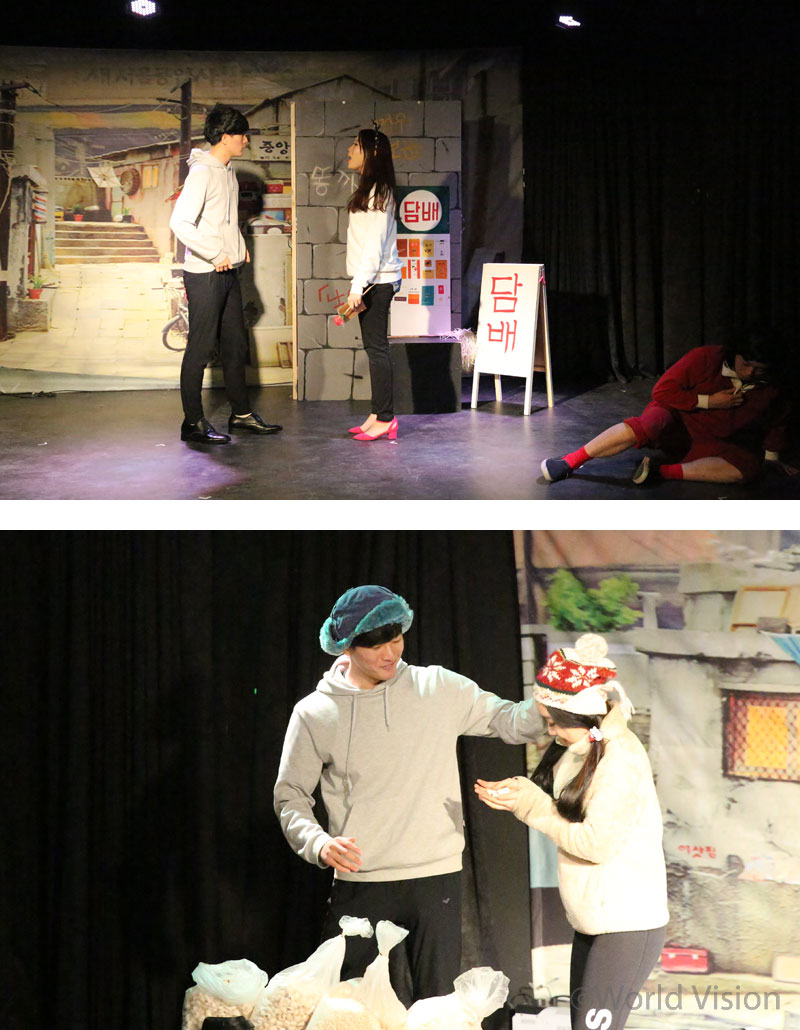 건달, 고물장수, 카메라맨 등 다양한 배역을 소화한 명근이 첫 뮤지컬