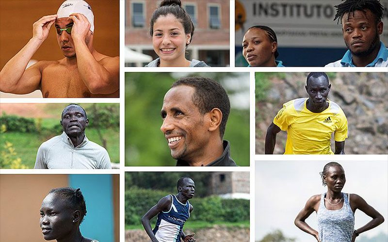 10명의 난민대표팀 선수들(사진 IOC 사진 편집)